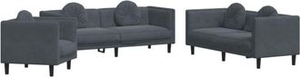 vidaXL Vidaxl - Juego De Sof&aacute;s Con Cojines 3 Piezas Terciopelo Gris Oscuro