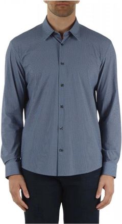 HUGO BOSS P-Liam-K-F-261 Bedrukte Regular-fit Shirt - Heren - Casual Overhemden - Blauw - XL - Overhemden