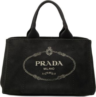 Prada Black Canapa Handbag Tote Bag (Pre-Owned)