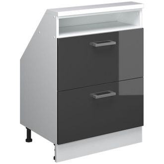 Vicco Armario Para Techo Inclinado Rion, Antracita Brillo Intenso/blanco, Con 2 Cajones, Vicco