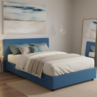 Dmora Dmora - Cama Matrimonial Dcistan, Cama Contenedor Con Revestimiento De Tela, 100% Made In Italy, Apertura Frontal, Adecuado Para Colch&oacute;n 160x190 Cm, A