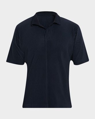 Homme Pliss&eacute; Issey Miyake Mens Pleated Polyester Polo Shirt