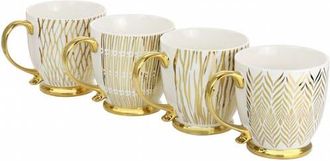 Gibson Home Gold Finch 4 Piece 16.7oz Electroplated Fine Ceramic Mug Set in White at Nordstrom