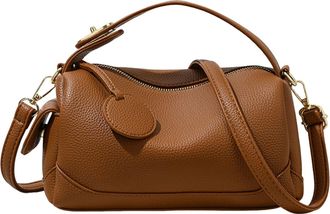 Generic Cymwer Women PU Leather Solid Color Shoulder Bag w/Zipper for Outing Commuting(Yellow) (Yellow)