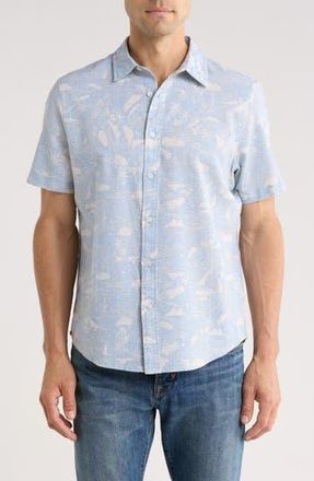 14th & Union Marina Short Sleeve Button-Up Shirt in Blue Skyway Marina Print at Nordstrom Rack, Size Xx-Large