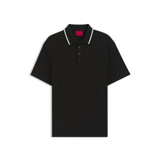 HUGO BOSS Stripe-collar polo shirt in cotton jacquard