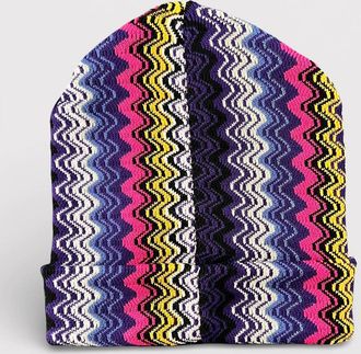 Missoni Womens Missoni ZIgzag Beanie Multi Purple - Size: ONE size