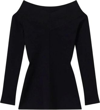 Stella McCartney Top met lange mouwen en rechte halslijn - Dames - Longsleeves - Zwart - S - Polyester - Tops