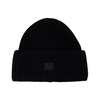 Acne Studios Black Wool Beanie Face Patch