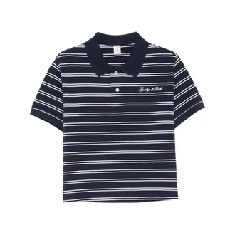 Sporty & Rich Striped Polo Shirt - female - Sporty & Rich - Polo Shirts - Blue - XS - Tops