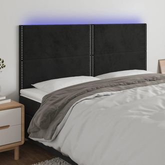 vidaXL Cabecero Con Luces Led Terciopelo Negro 180x5x118/128 Cm Vidaxl