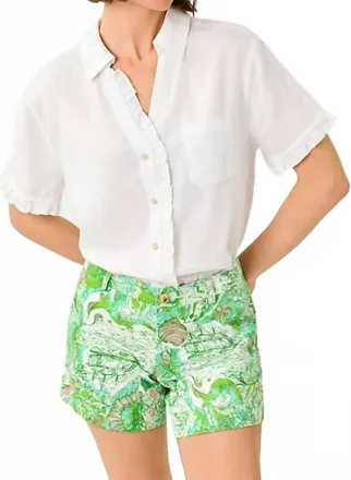 Lilly Pulitzer Carden Ruffle Top In Resort White