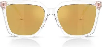 Michael Kors Menaggio 55mm Polarized Square Sunglasses in Crystal/rose Gold Polar at Nordstrom