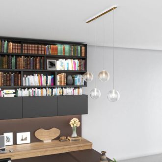 Top-Light Top-light - Lampadario Contemporaneo Eclipse Metallo Ottone Vetro Trasp-Ambra 4 Luci G9