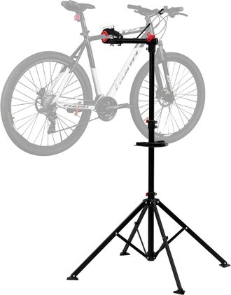 Woltu Woltu Soporte Mantenimiento Bicicletas, Portabicicletas Con Cabezal Giratorio 360&deg;, Carga 25 Kg, Altura Regulable, Cuadrangular