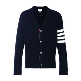 Thom Browne Truien & Vesten, Heren, Blauw, L, Kasjmier, 4-Bar Cardigan