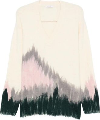 Patrizia Pepe patterned v-neck sweater - Neutrals