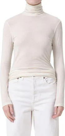 A Gold E Pascale Rib Turtleneck Top in Oat Milk at Nordstrom, Size X-Small