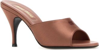 Miu Miu Womens Tacco Mule Brown Fabric Heels