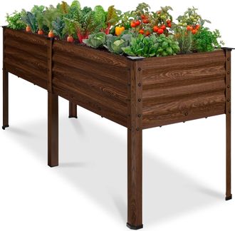 Best Choice Products 72x24x30in Non Toxic Elevated Galvanized Metal Garden Bed Corner Protectors