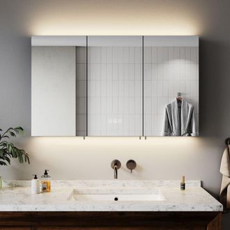 Elegant Lighting Elegant - Bathrrom Wall Cabinet Illuminated led Mirror with Shaver Socket, 3 Lighting Modes Dimmable led Illumiated + Hydraulic Cushion Hinges