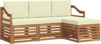vidaXL Conjunto De Sof&aacute;s De Exterior 4 Uds. Natural Y Crema Vidaxl