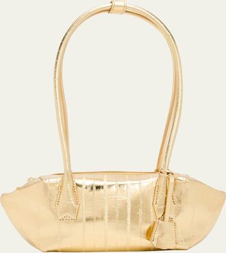 Oroton Breeze Metallic Leather Baguette Shoulder Bag