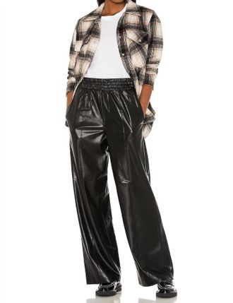 Blank NYC Faux Leather Wide Leg Pants In Off The Record