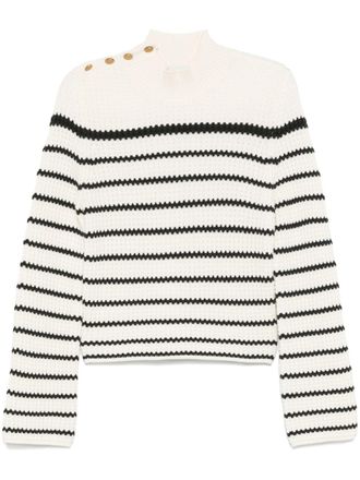 Forte_Forte high-neck striped sweater - women - Virgin Wool/Elastane - II - White