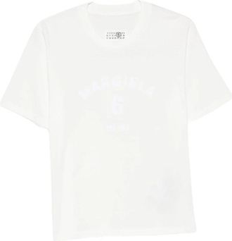 Maison Margiela T-shirt met ronde hals - Dames - T-shirts - Wit - S - Katoen - Tops