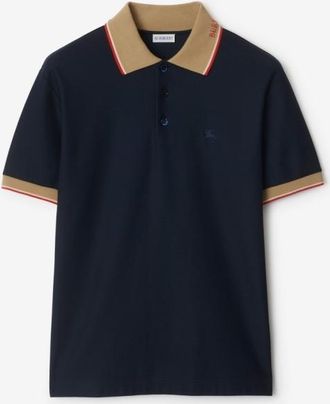 Burberry Logo Collar Cotton Polo Shirt, Size Medium