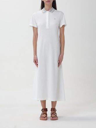 Brunello Cucinelli White Polo Collar Dress, Size Small