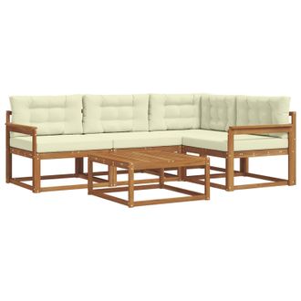 vidaXL Conjunto De Sof&aacute;s De Exterior Con Coj&iacute;n 5 Pcs Natural Y Crema Vidaxl