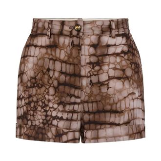 Elisabetta Franchi Short Shorts, female, Brown, Size: S Alligator-print Shorts