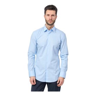 HUGO BOSS Overhemden, Heren, Blauw, S, Katoen, Blauw Slim Fit Overhemd met Lange Mouwen