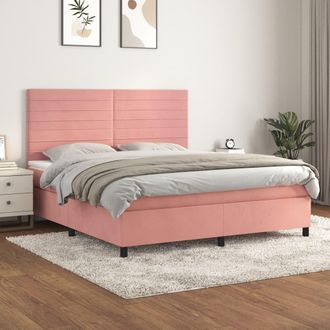 vidaXL Vidaxl - Cama Box Spring Con Colch&oacute;n Terciopelo Rosa 160x200 Cm