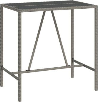 vidaXL Mesa Alta Bar Con Superficie Vidrio Rat&aacute;n Pe Gris 110x70x110 Cm Vidaxl