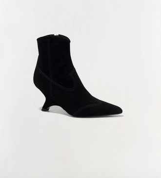 SIMKHAI Womens Shadow Suede Western Ankle Boots In Black