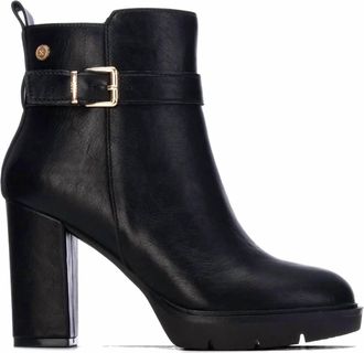 Xti Womens Block Heel Ankle Booties In Black