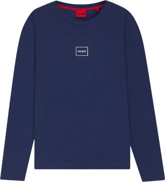 HUGO BOSS Hugo Mannen Laze Lange Mouwen Lounge T-Shirt (Donkerblauw)