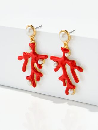 Talbots Kalypsa Drop Earrings - Red/Gold - 001 Talbots