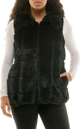 Nina Leonard Faux Fur Vest in Black at Nordstrom Rack, Size Medium