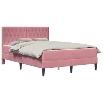 vidaXL Estructura De Cama Con Colch&oacute;n Rosa 140 X 190 Cm Terciopelo Vidaxl