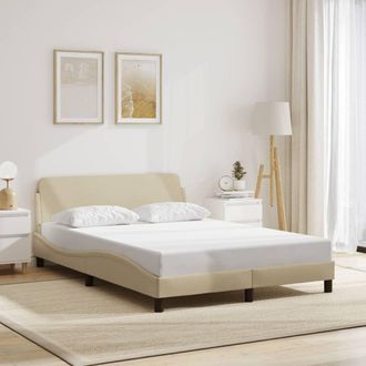 vidaXL Estructura De Cama Sin Colch&oacute;n Tela Crema 120x200 Cm Vidaxl
