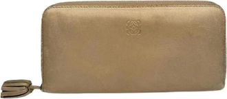 Loewe Pre-owned Leren Portemonnee - Dames - Vintage Accessoires - Beige - ONE Size - Leer - Vintage
