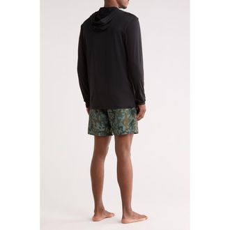 Volcom Hooded Swim T-Shirt & Swim Shorts Set in Black at Nordstrom Rack, Size Xx-Large