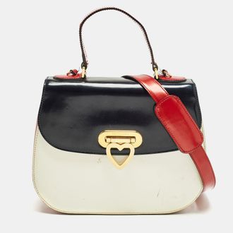 Moschino Tricolor Patent Leather Flap Shoulder Bag