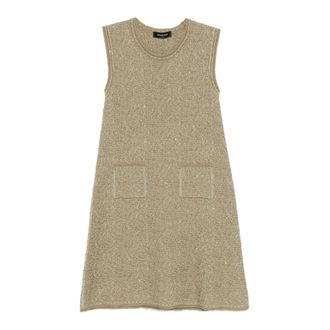 Fabiana Filippi Knitted Dresses, female, Beige, Size: XS Cotton Tweed Dress with Sequins