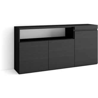 Skraut Home Skraut Home - Aparadores Para Sal&oacute;n, Gran Capacidad De Almacenaje, 150x75x35cm, 3 Puertas, Armario, Zapatero, Estilo Moderno, Negro