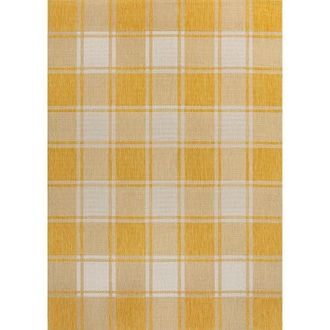 Jonathan Y Designs Sabine Traditional Farmhouse Bold Gingham Indoor/Outdoor Area Rug in Yellow/cream at Nordstrom, Size 2Ft 0In X 8Ft 0In